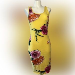 Yellow Floral Bodycon Dress